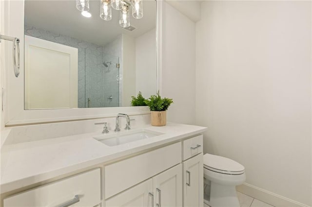 11316 W 170th Ter, Overland Park, KS 66221 - full bath featuring vanity, a stall shower, toilet, tile patterned floors, and baseboards