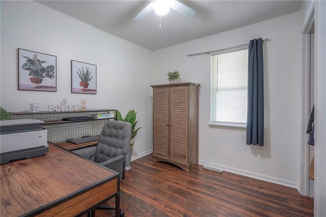 626 N 83rd Ter, Kansas City, KS 66112 - office space with visible vents, baseboards, a ceiling fan, and wood finished floors