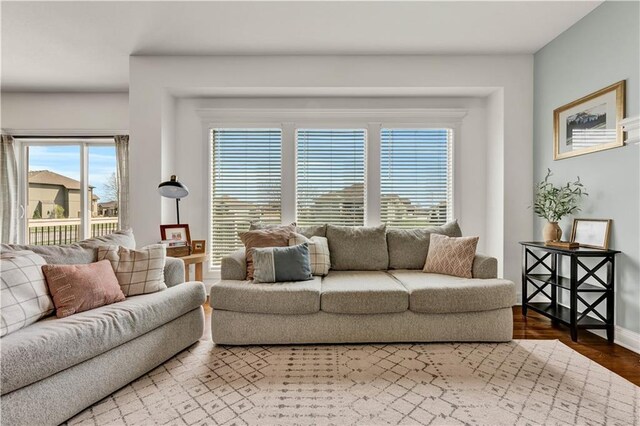 1237 Hillmann Ln, Warrensburg, MO 64093 - living room featuring baseboards and wood finished floors