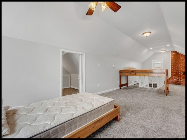 165 S Miami Ave, Marshall, MO 65340 - carpeted bedroom with a baseboard heating unit, a ceiling fan, lofted ceiling, and baseboards
