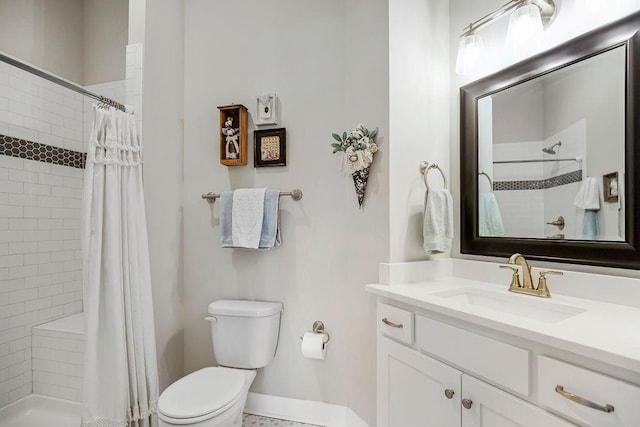 1904 NE 114th Ter, Kansas City, MO 64155 - full bath featuring vanity, baseboards, a tile shower, and toilet