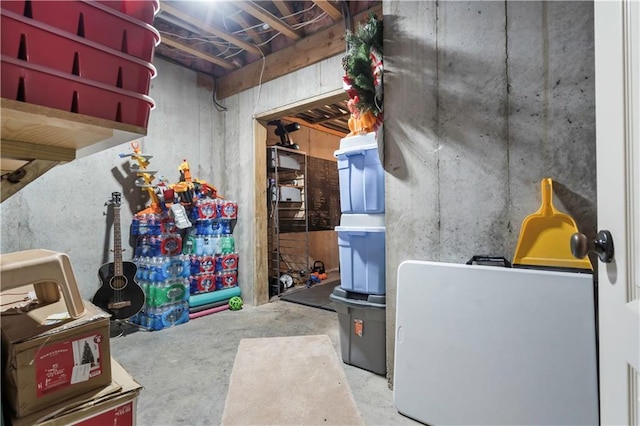 view of unfinished basement