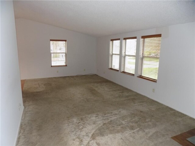 518 S Pine, Ottawa, KS 66067 - carpeted spare room with a textured ceiling and lofted ceiling
