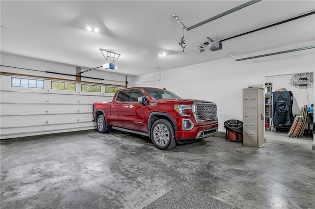 garage with a garage door opener