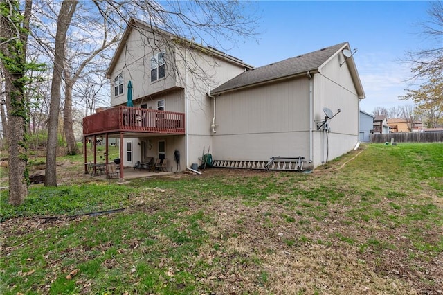 808 S Mohican Dr, Independence, MO 64056 - back of house with a patio area, a deck, a yard, and fence