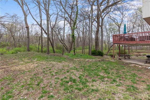 808 S Mohican Dr, Independence, MO 64056 - view of yard featuring a patio and a wooden deck