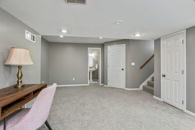 9011 NE 91st Ter, Kansas City, MO 64157 - carpeted home office with baseboards and recessed lighting