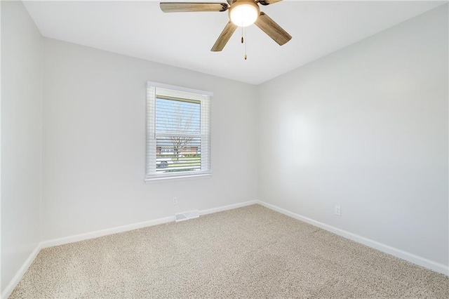 108 W Walnut St, Blue Springs, MO 64015 - spare room featuring ceiling fan, baseboards, carpet, and visible vents