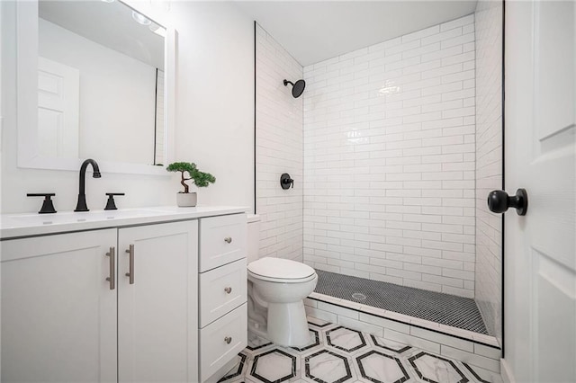 714 N Rogers St, Independence, MO 64050 - full bath featuring vanity, tiled shower, and tile patterned floors