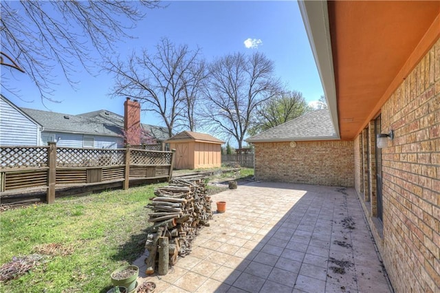 2301 S Stilwell St, Pittsburg, KS 66762 - view of patio / terrace with an outbuilding, fence, and a shed