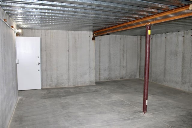 view of unfinished basement