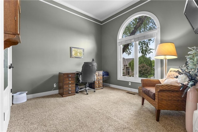 5316 NE Northgate Xing, Lees Summit, MO 64064 - carpeted home office featuring ornamental molding and baseboards
