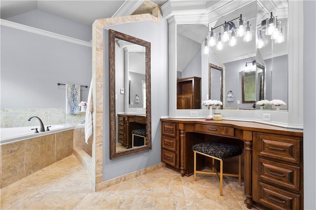5316 NE Northgate Xing, Lees Summit, MO 64064 - full bath with vanity, a bath, crown molding, baseboards, and lofted ceiling