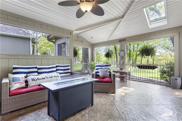 5316 NE Northgate Xing, Lees Summit, MO 64064 - view of patio / terrace featuring ceiling fan and an outdoor living space with a fire pit