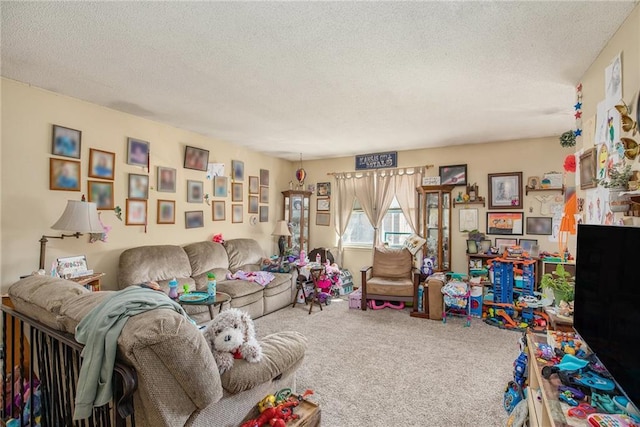 3520 S Lynn St, Independence, MO 64055 - living room with carpet floors and a textured ceiling