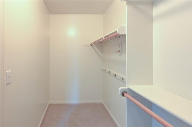 spacious closet featuring light carpet
