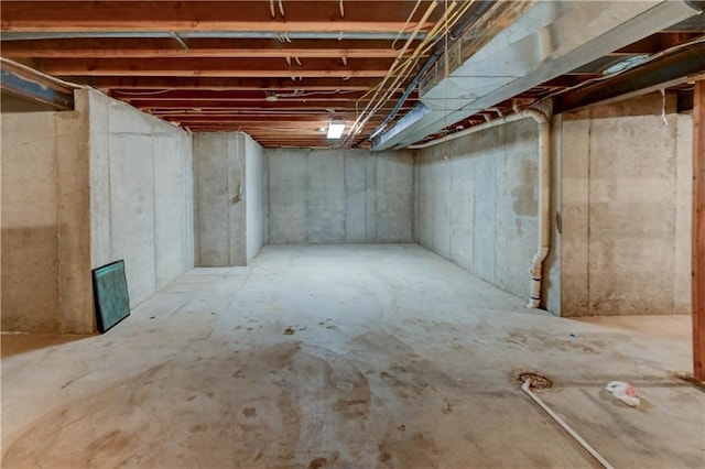 view of unfinished below grade area