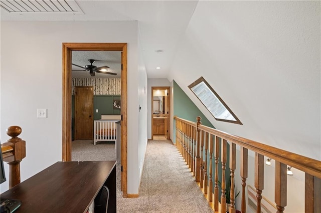 2102 W Dennis Ave, Olathe, KS 66061 - hallway featuring carpet flooring, an upstairs landing, and visible vents