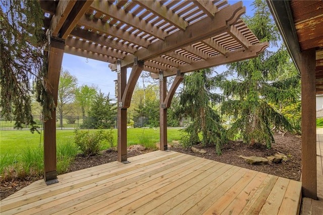 2102 W Dennis Ave, Olathe, KS 66061 - wooden deck featuring a pergola, fence, and a yard