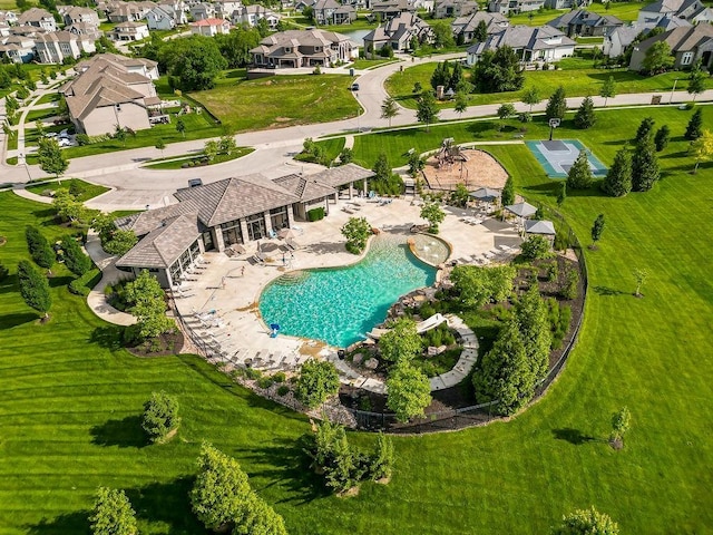 10300 W 174th St, Overland Park, KS 66221 - aerial perspective of suburban area with a pool area