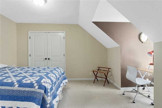 2118 NE 107th Ter, Kansas City, MO 64155 - bedroom with a closet, carpet flooring, baseboards, and vaulted ceiling