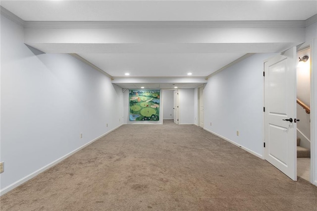2118 NE 107th Ter, Kansas City, MO 64155 - spare room with recessed lighting, baseboards, crown molding, and carpet floors