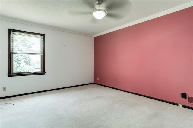 12253 W 104th St, Lenexa, KS 66215 - unfurnished room featuring ornamental molding, light colored carpet, a ceiling fan, and baseboards