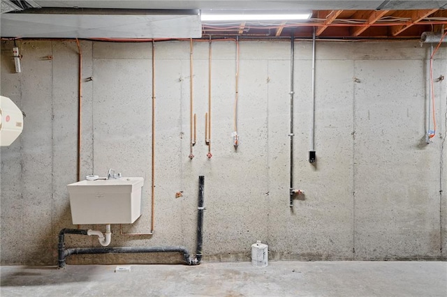 unfinished below grade area featuring a sink