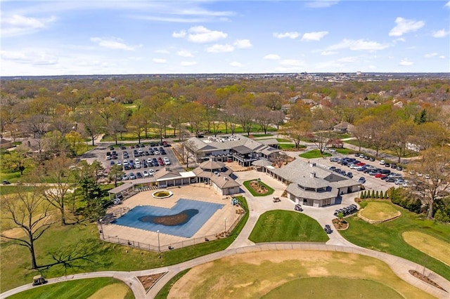 birds eye view of property featuring view of golf course