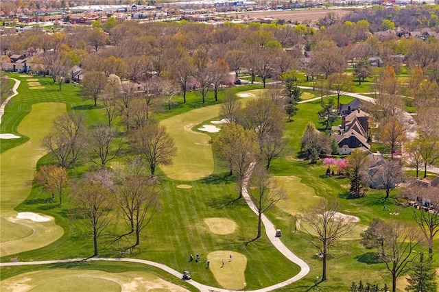 drone / aerial view with view of golf course