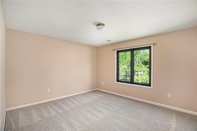spare room with baseboards, a textured ceiling, and carpet