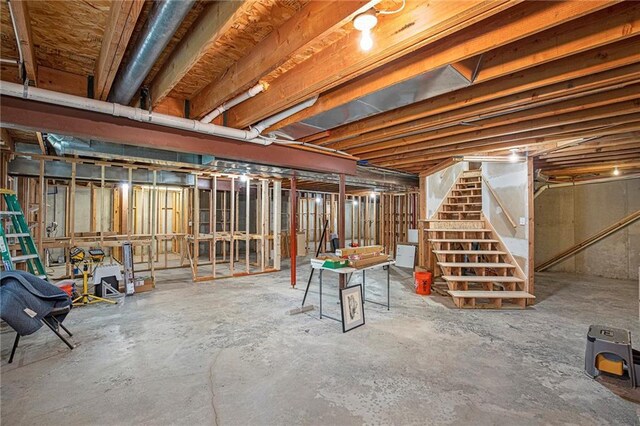 unfinished below grade area with stairway