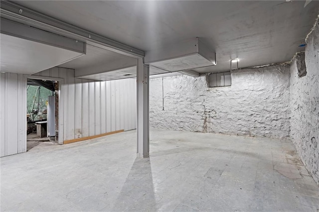 unfinished below grade area with water heater