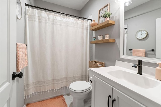 16955 W 168th Ter, Olathe, KS 66062 - bathroom with toilet, vanity, and a shower with curtain
