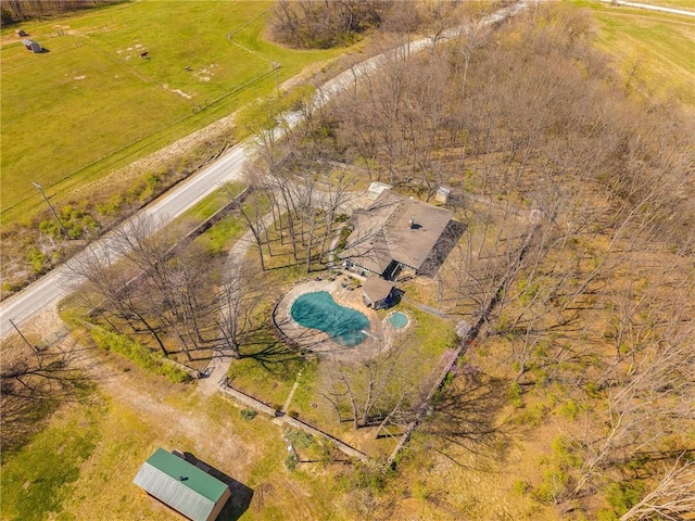 aerial view featuring a rural view