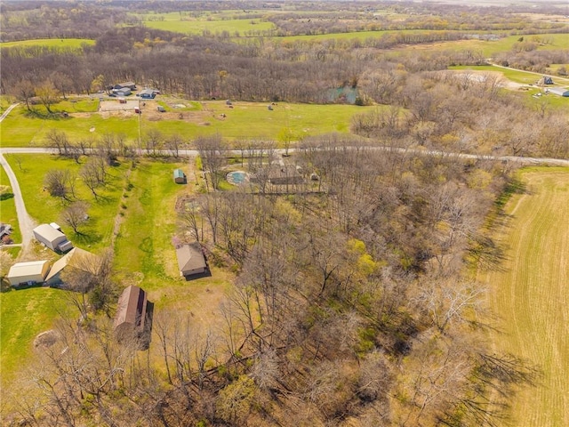 aerial view featuring a rural view