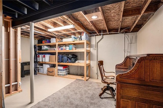 view of unfinished basement