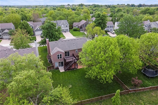 aerial view with a residential view
