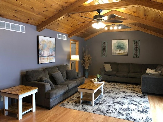 12301 S Stubbs Rd, Overbrook, KS 66524 - living room featuring ceiling fan, wood finished floors, and wood ceiling