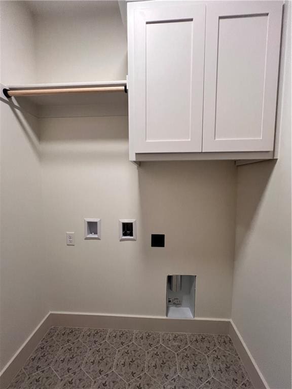 16372 Spring Valley St, Gardner, KS 66030 - washroom with baseboards, washer hookup, cabinet space, and hookup for an electric dryer