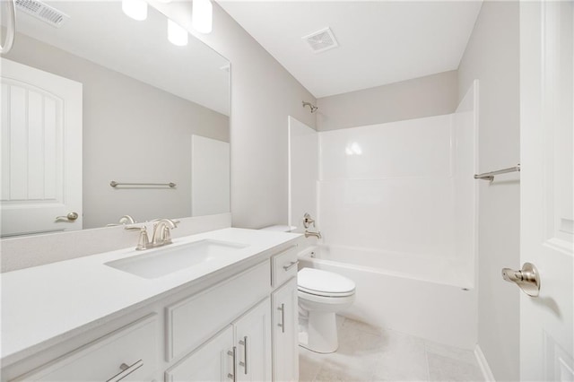 9335 N Belton Ave, Kansas City, MO 64154 - bathroom with visible vents, washtub / shower combination, toilet, and vanity