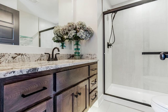 3141 SW Summit View Trl, Lees Summit, MO 64082 - full bathroom with a stall shower, toilet, and vanity
