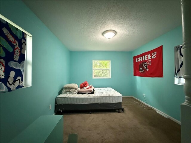 110 W Mechanic Ave, Independence, MO 64050 - carpeted bedroom with a textured ceiling and baseboards