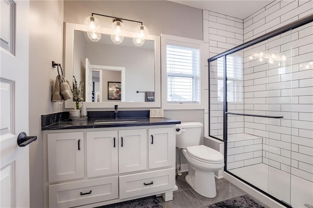7530 N Gower Ave, Kansas City, MO 64151 - full bathroom featuring toilet, a shower stall, and vanity