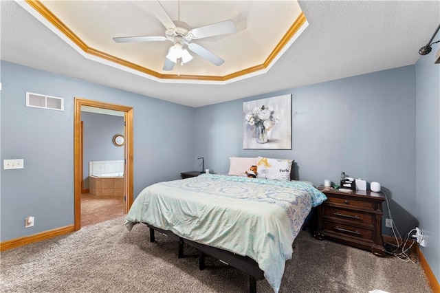 8110 NE 72nd Ter, Kansas City, MO 64158 - bedroom with carpet flooring, visible vents, baseboards, and a raised ceiling