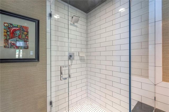 full bathroom featuring a stall shower