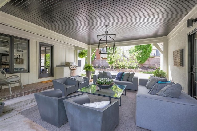 view of patio featuring an outdoor hangout area