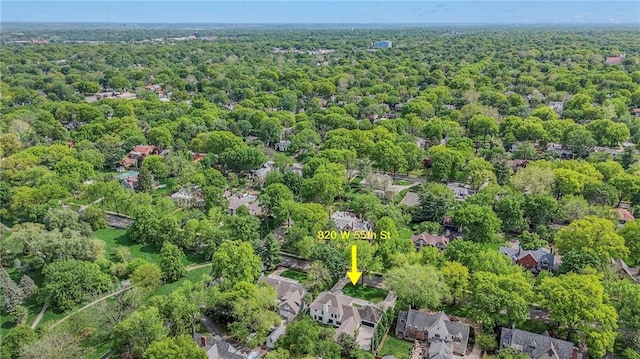 aerial view with a wooded view