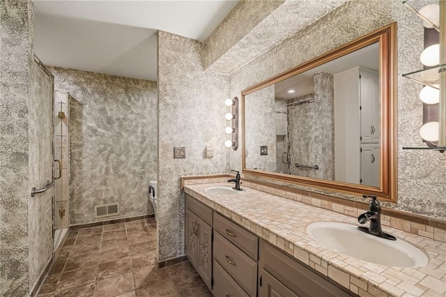 12500 Overbrook Rd, Leawood, KS 66209 - bathroom featuring double vanity and a stall shower