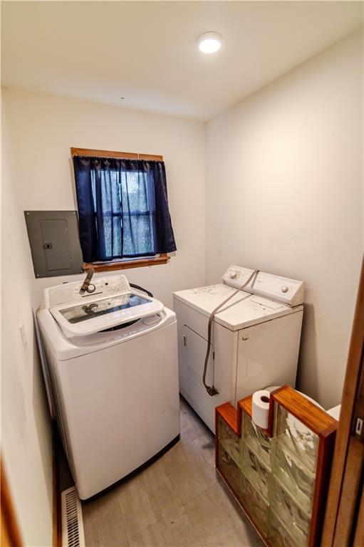 717 Y St, Atchison, KS 66002 - washroom featuring electric panel, independent washer and dryer, and light flooring